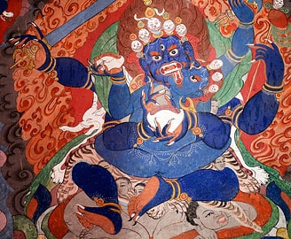 Wall painting of Buddhist protector, Ladakh