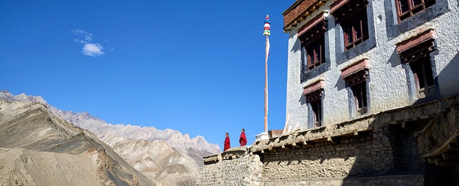 Two young monks at Lamayuru Monastery Gompa, Indus valley, Ladakh