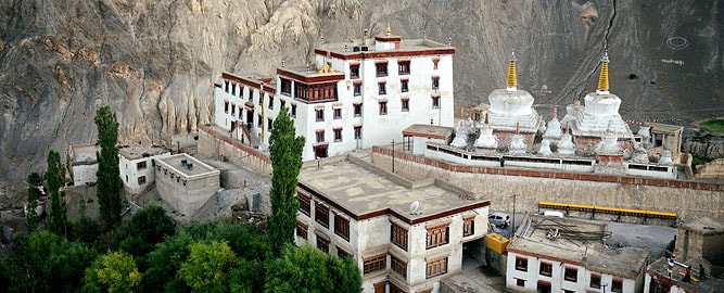 Lamayuru Monastery Gompa seen from above, Indus valley, Ladakh